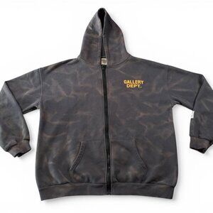 Gallery Dept Hoodie Mens XL Gray Full Zip Fleece Art On Display Patch USA